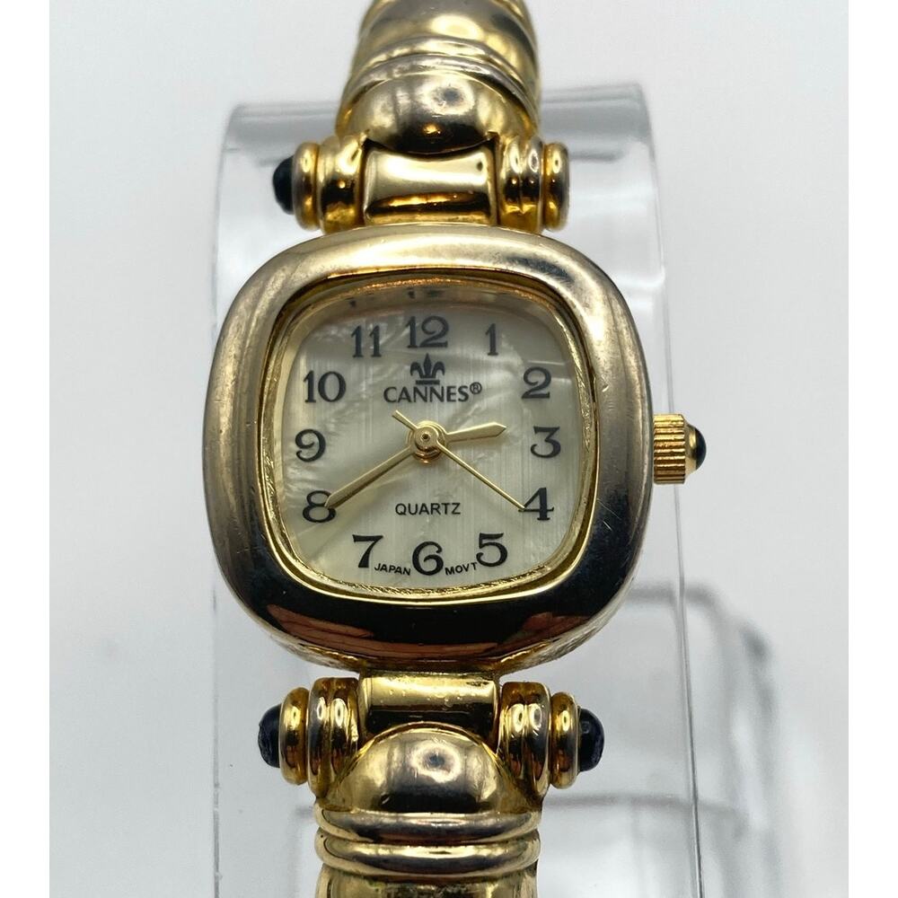 Cannes Women's Hinged Cuff Bracelet Watch 23mm - Fresh Battery - Pearl Like Dial